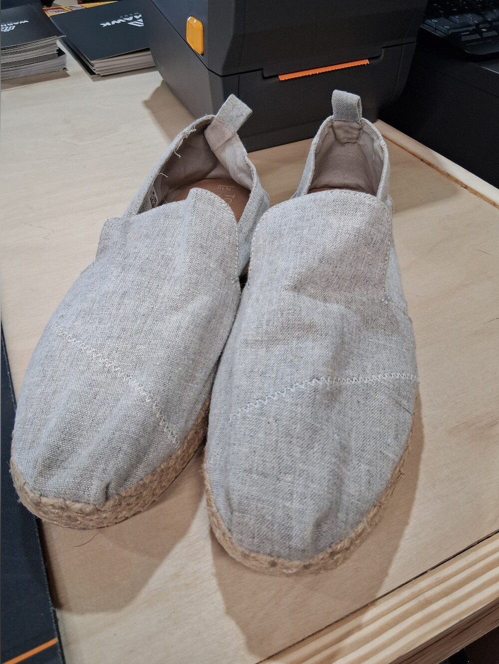 Toms Beige Linen Espadrille Slip-On Shoes